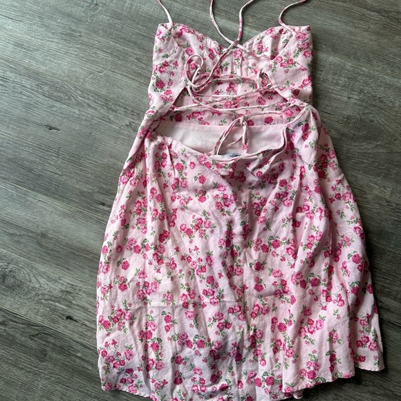 ❤️ Zara Pink Floral Dress open back with tie. XXL NWOT - Picture 5 of 5